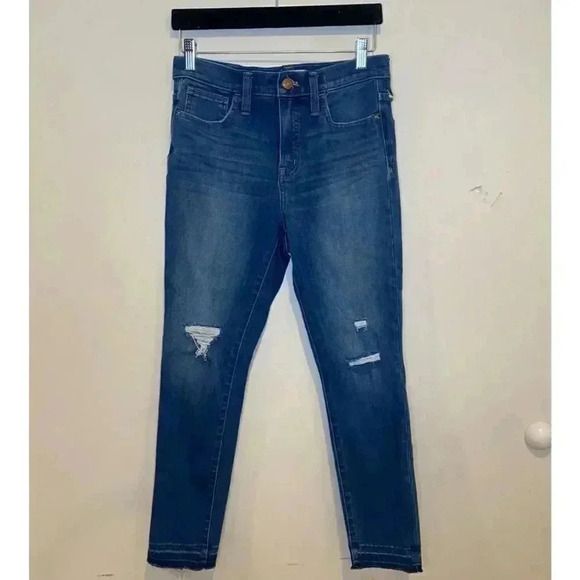 Madewell Distressed 10" High Waist Crop Skinny Jeans K9923 - Blue Wash - - Picture 5 of 8